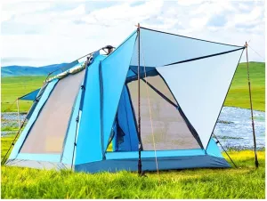 NIEH Tent Windproof Waterproof Camping Tent Outdoor Camping Tent, 3-4 People, Double-Layer Structure, Automatic Quick Opening No Need to Build, Rainproof Sunscreen Waterproof, Suitable for Picnics Be