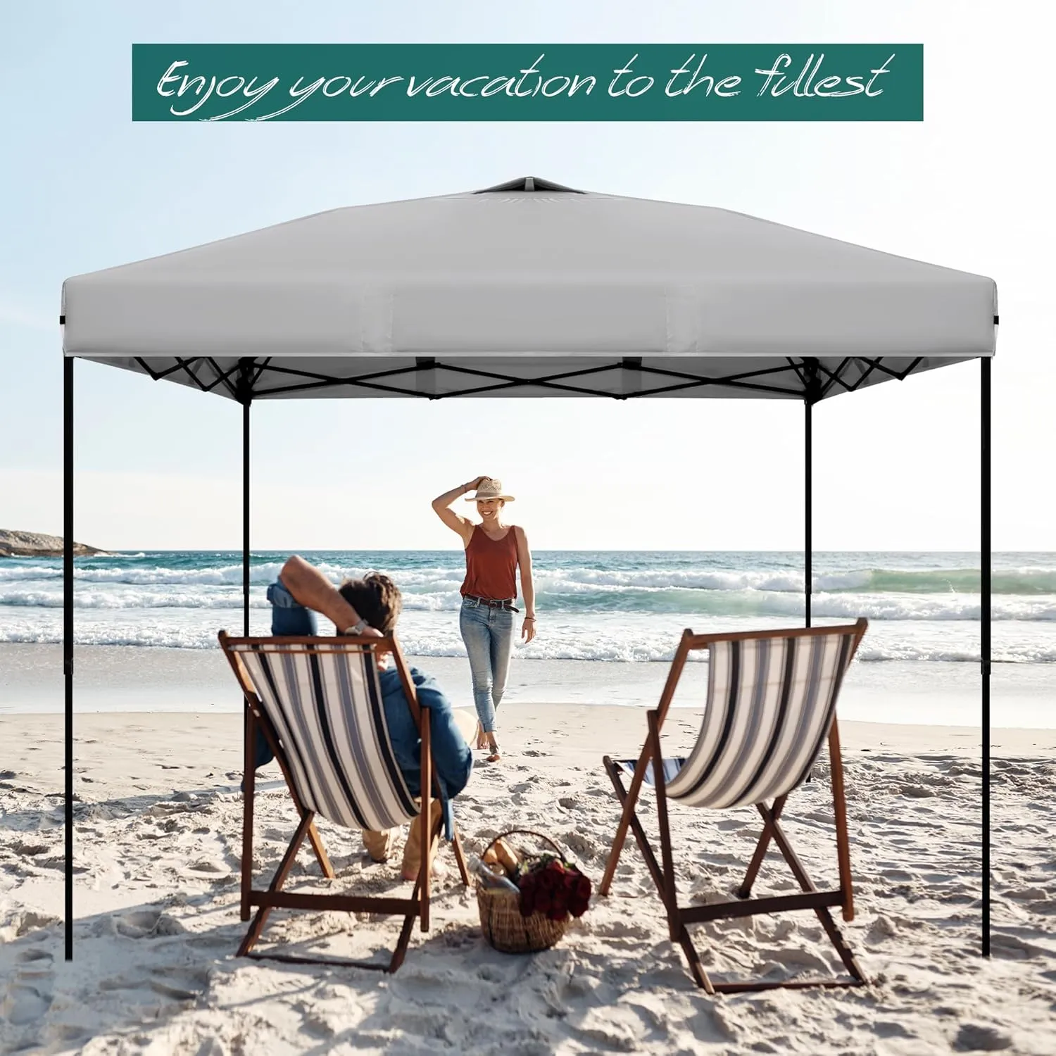 NINAT 10x10ft Canopy Replacement Top Pop Up Tent Cover Roof with Air Vent, Waterproof for Outdoor Garden Patio Pavilion Sun Shade(Top Only) Grey