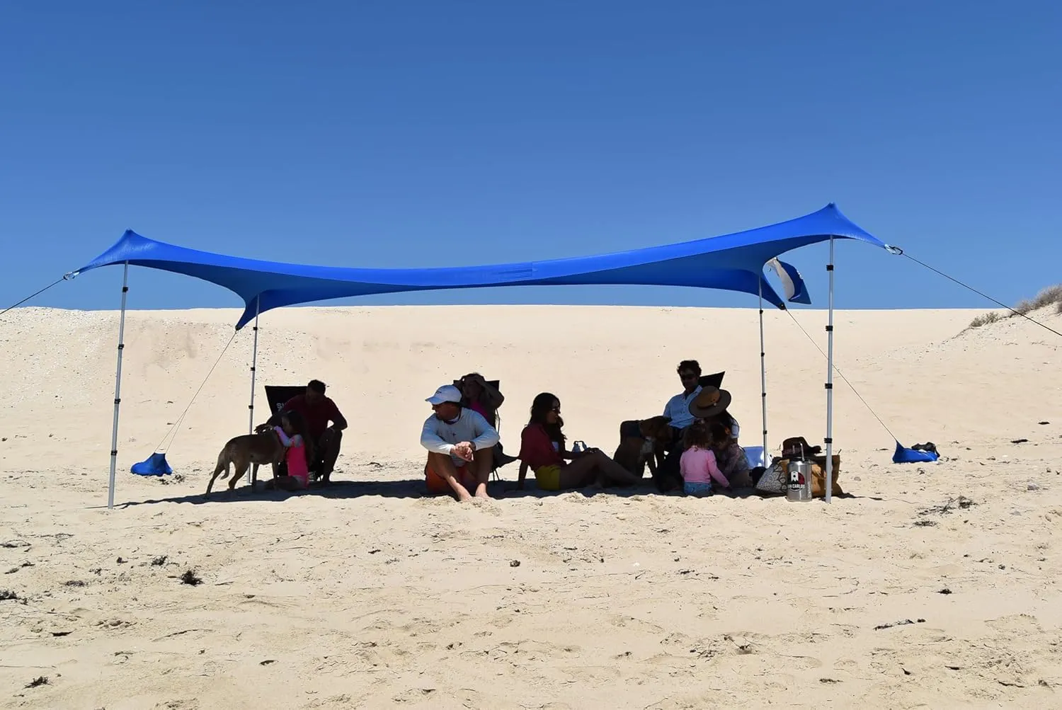 Nomad XL Beach Shade | 15x8.5 ft. Beach Tent Sun Shelter with UPF50  Protection, Adjustable Shade Tent | Quick 5-Min Setup, 25MPH Windproof, Light & Compact, Grass & Sand | 4-Posts