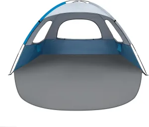 NXONE Beach Tent Sun Shade Shelter for 3/4/6 Person Person with UV Protection, Extended Floor, 3 Mesh Roll Up Windows & 8.0/8.5mm Fiberglass Rods丨Carry Bag Included