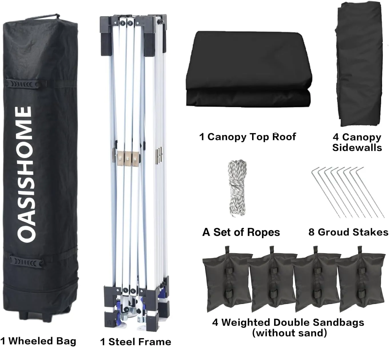 OASISHOME Pop-up Gazebo Instant Portable Canopy Tent 10'x10', with 4 Sidewalls, Windows, Wheeled Bag, for Patio/Outdoor/Wedding Parties and Events (10FTx10FT, Black)