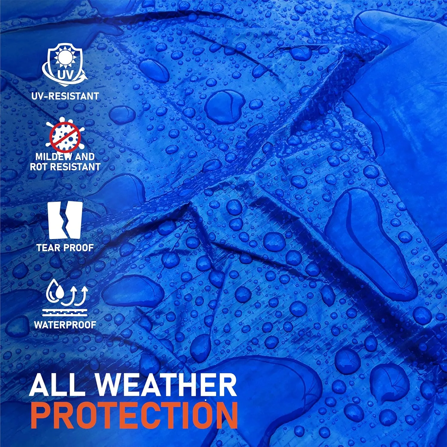 Olympia Tools Light Duty 6 Mil Tarp Cover with Metal Grommets and Reinforced Edges, Waterproof & UV Resistant Tarpaulin - Blue - 20' x 30'