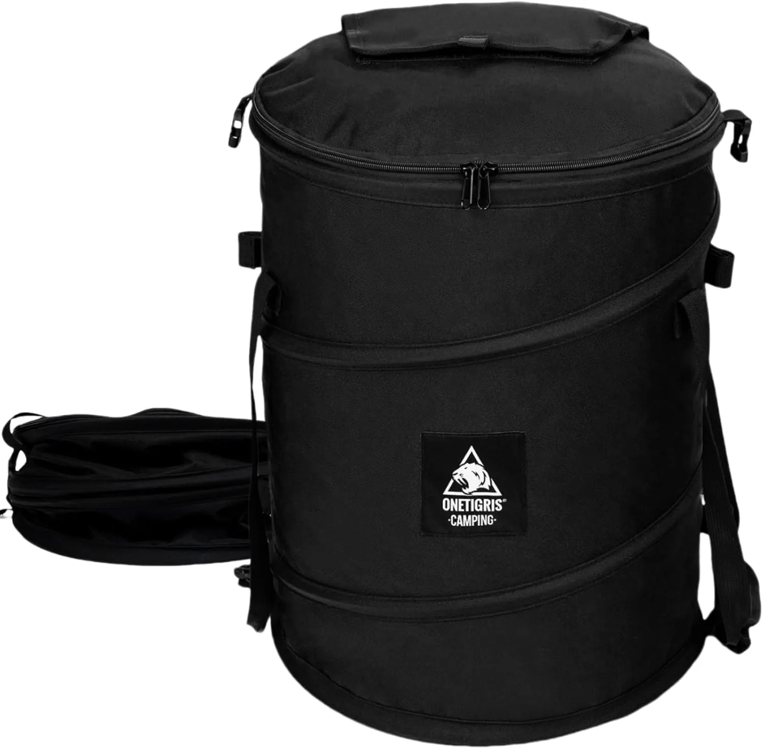 OneTigris Collapsible Trash Can for Camping,12 Gallon Pop up Trash Can with Sorting Clips, Outdoor Collapsible Bin with Lid 600d Oxford Cloth Yard Waste Bags Garden Bag for Camping,Recycling,RV