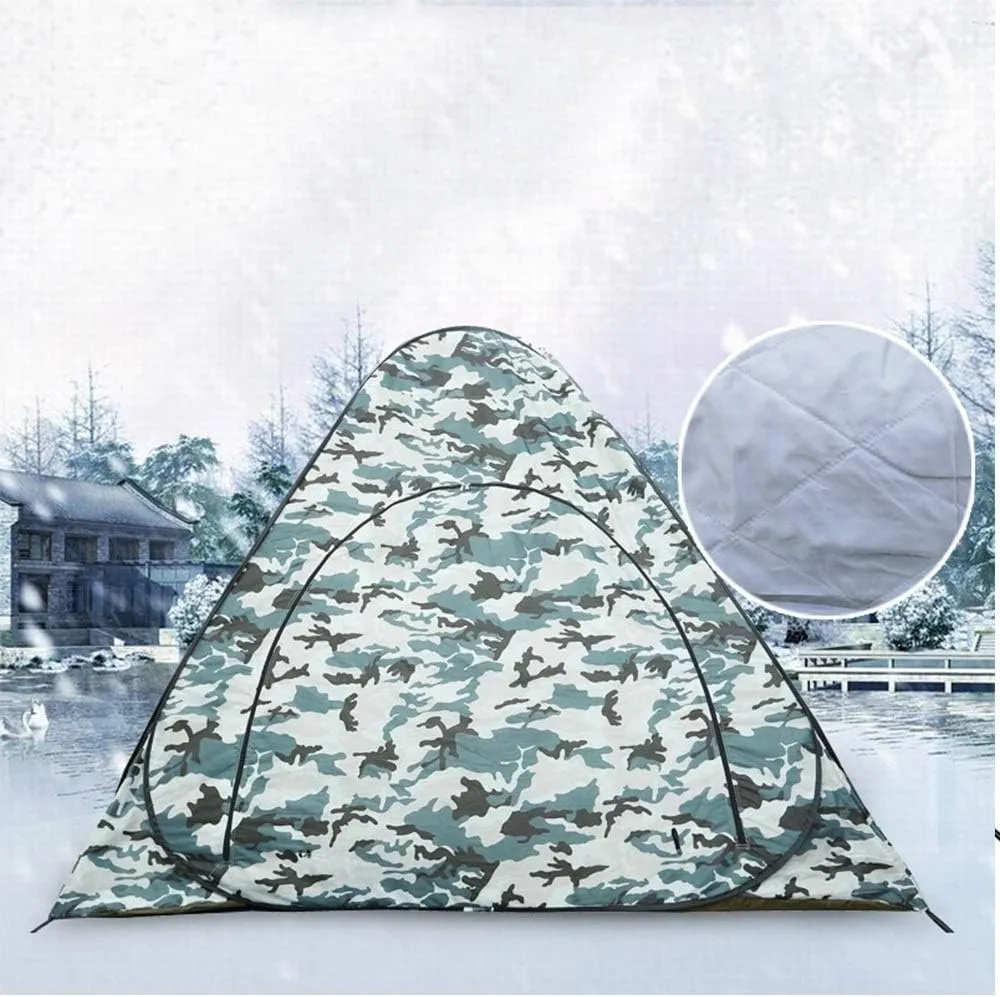 Outdoor Backpack Tent Ice Fishing Tent 2-Person Portable Insulated Pop-Up Ice Fishing Shelter Ice Tent for Outdoor Fishing Night Cat Camping Ten (Gray 200X200X160CM)