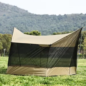 Outdoor Camping Screen Room with Mesh Walls, Waterproof Polyester Canopy, Portable Family Shelter, UV Sun Shade,NO Pole(Brown)