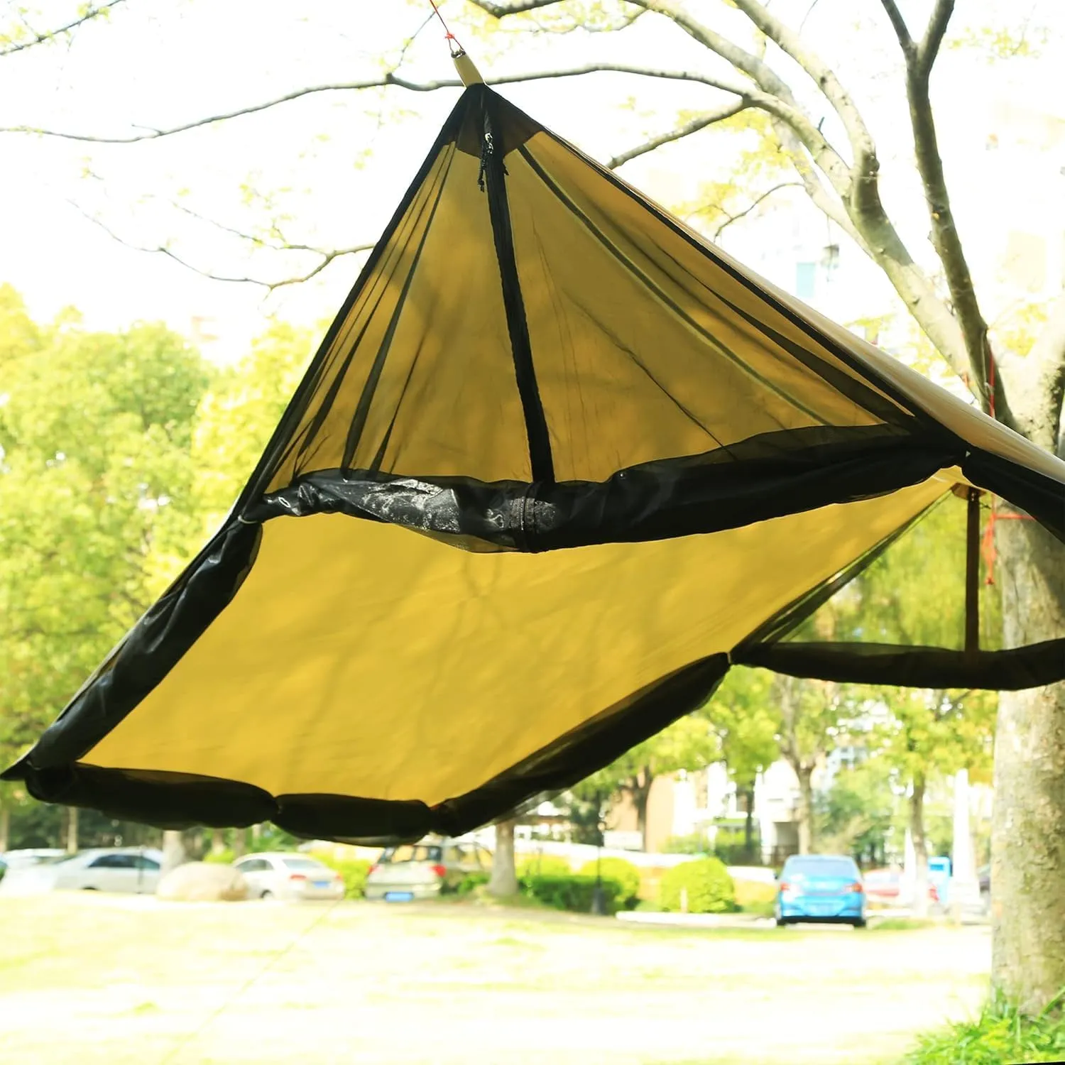 Outdoor Camping Screen Room with Mesh Walls, Waterproof Polyester Canopy, Portable Family Shelter, UV Sun Shade,NO Pole(Brown)