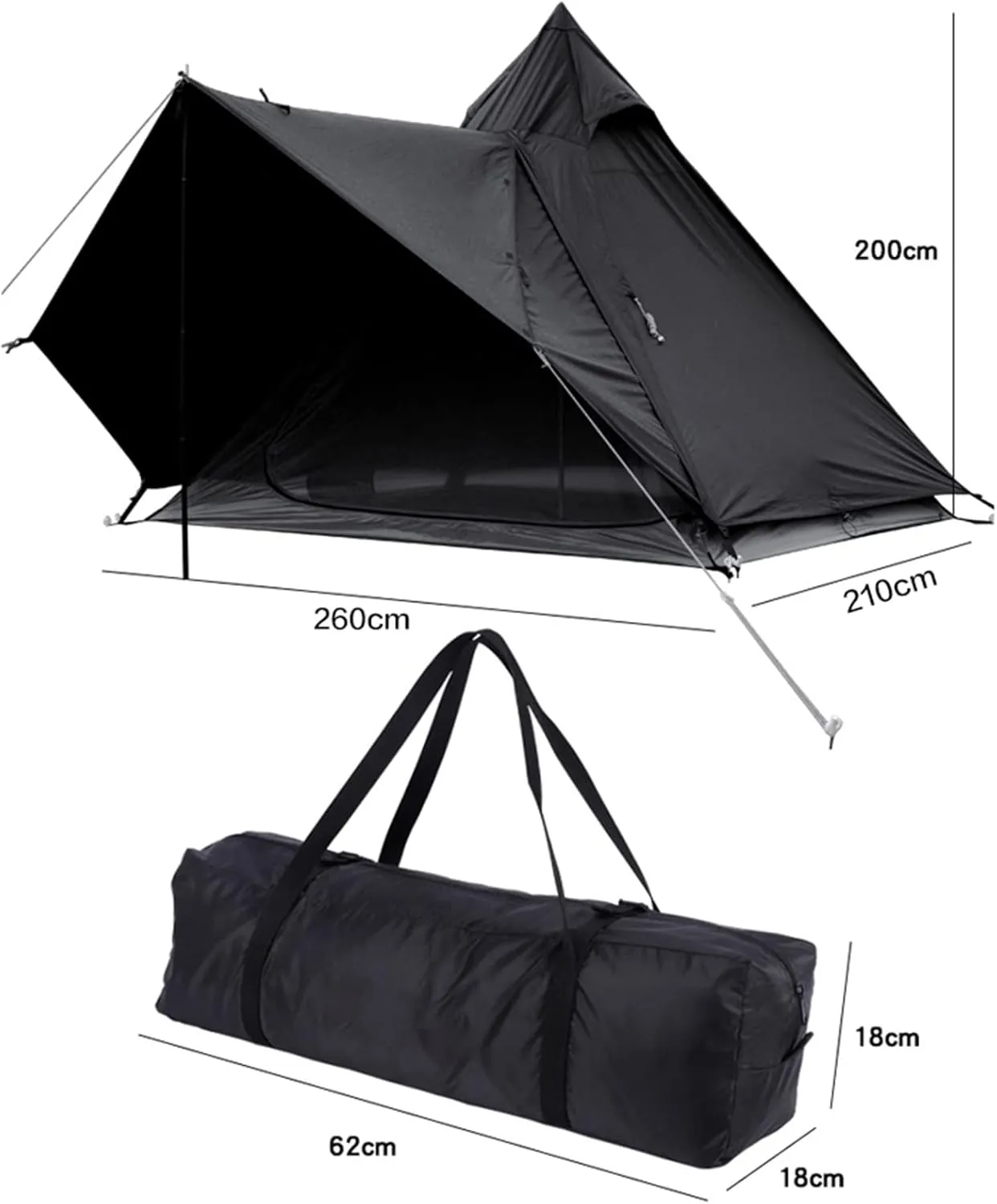 Outdoor Camping Tent, Cotton Canvas Pyramid Bell Tent, Double Layer Family Tent, Perfect for Backpacking, Camping, Hiking, Bushcraft, Travel, Winter Camping