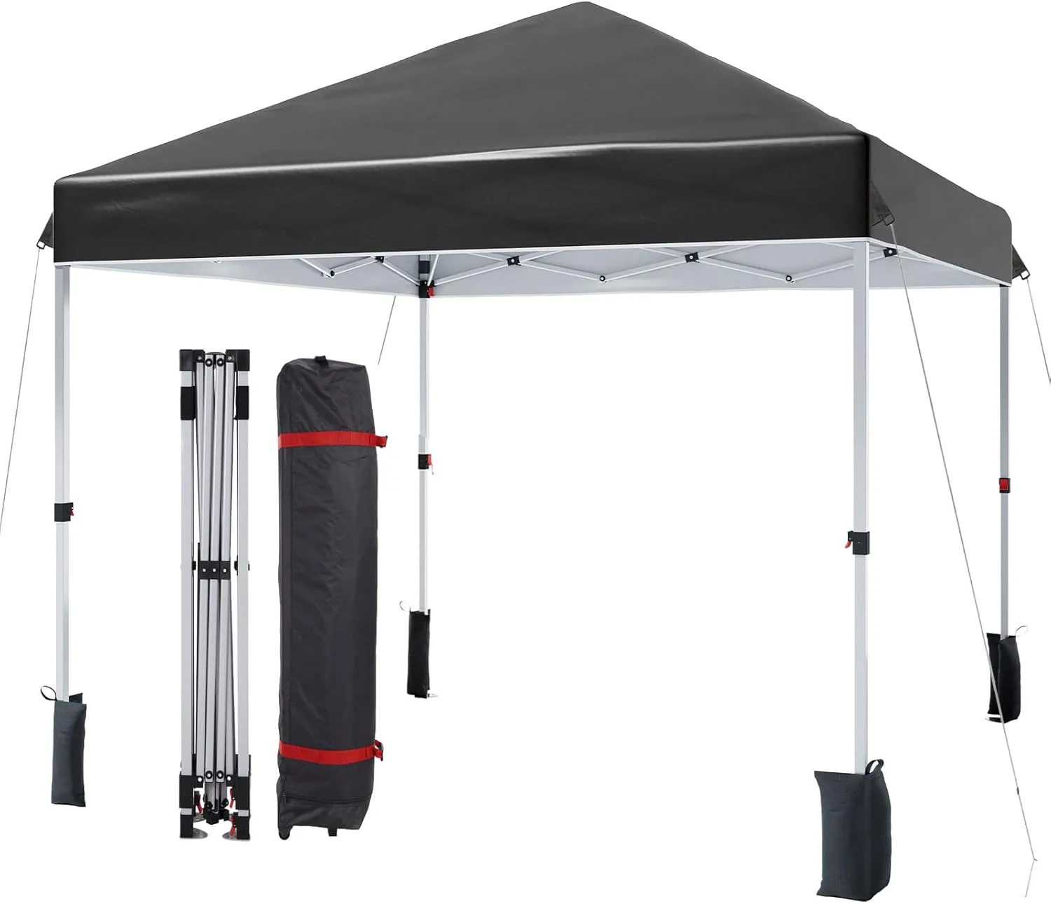 Outdoor Canopy Tent,8 x 8 Ft Pop Up Beach Canopy Tent 3 Adjustable Heights for Outdoor Shades with Wheeled Bag, 8 Stakes, 4 Ropes, Portable Shelter for Events, Parties, Camping