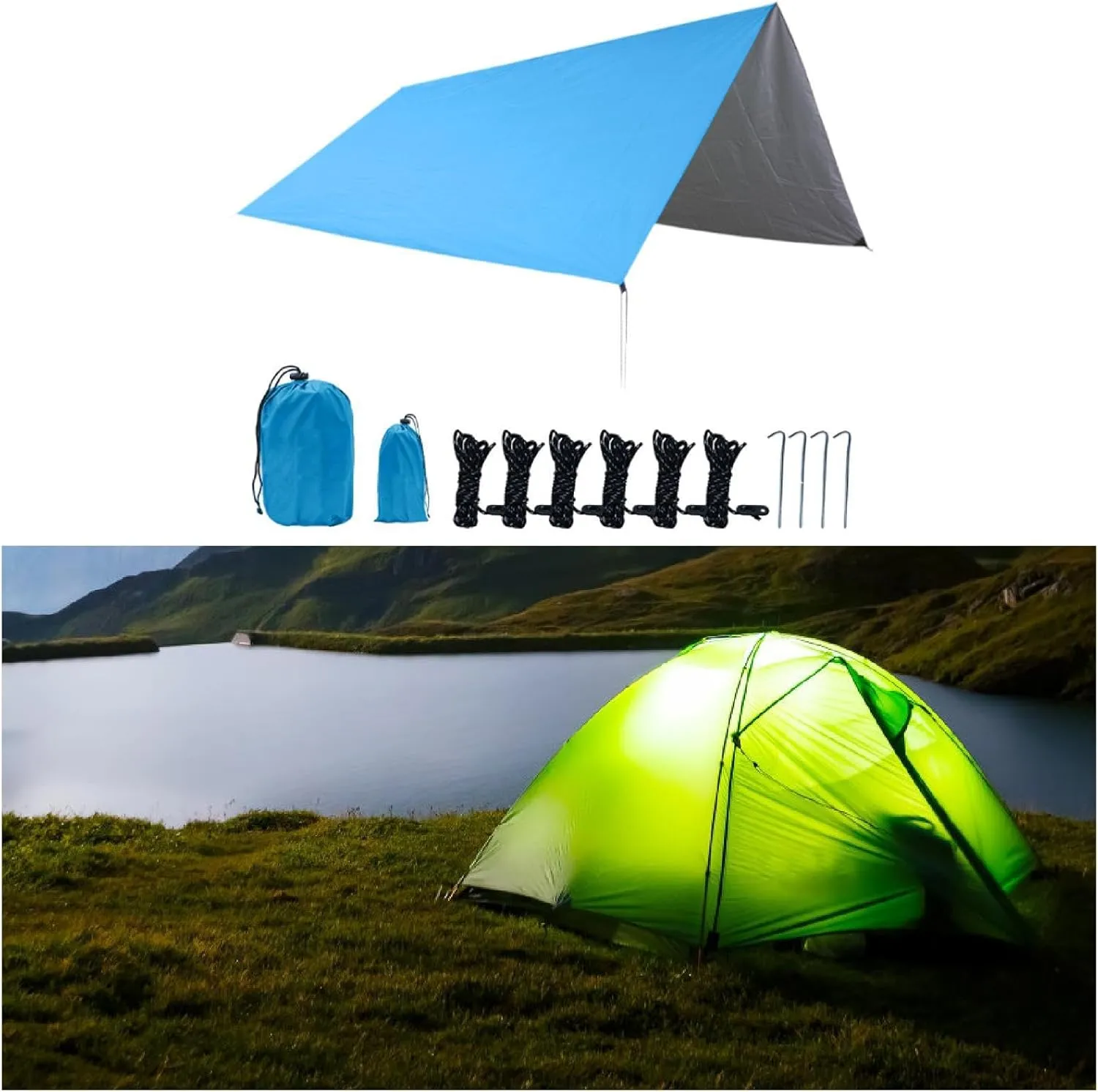 Outdoor Hammock Canopy for Camping and Travel, Blue