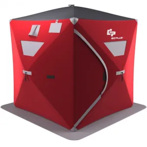Outdoor Portable Pop-Up Red Ice Shelter Tent - Fishing Tent for Up to 4 People