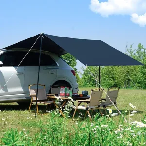 Outdoor Rooftop Pull Out Tent Shelter,Waterproof Car Awning Sun Shelter,Waterproof & Light Protection Vehicle Awning,Quick Construction,for Camping/Picnic/Travel(Black)