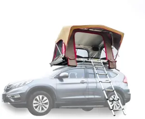 Outdoor Self-Driving Tours Camping Car Tent, Aluminum Alloy Automatic Exempt Set Up Car Top Tent, Mobile Room, Rainproof Sunscreen with Extension Ladder