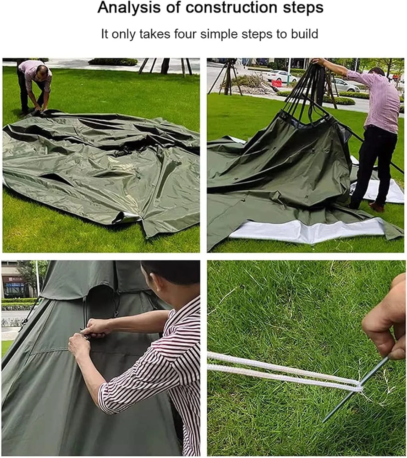 Outdoor Tents Teepee with Stove Hole Waterproof Family Pyramid Tent Camping Backpacking Hiking Mountaineering Heated Shelter (Color : Green, Size : 340X240CM) (Green 430X260CM)