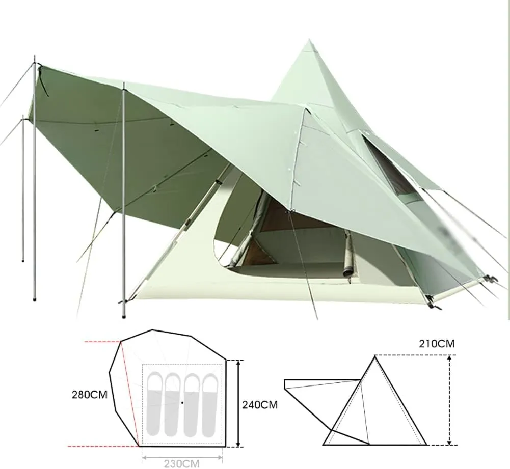 Outdoor Tipi Tent Portable Tent Water-Resistant & UV Protection Sun Shelter Camping Tent with Carrying Bag for Camping, Hiking, Climbing, Travel