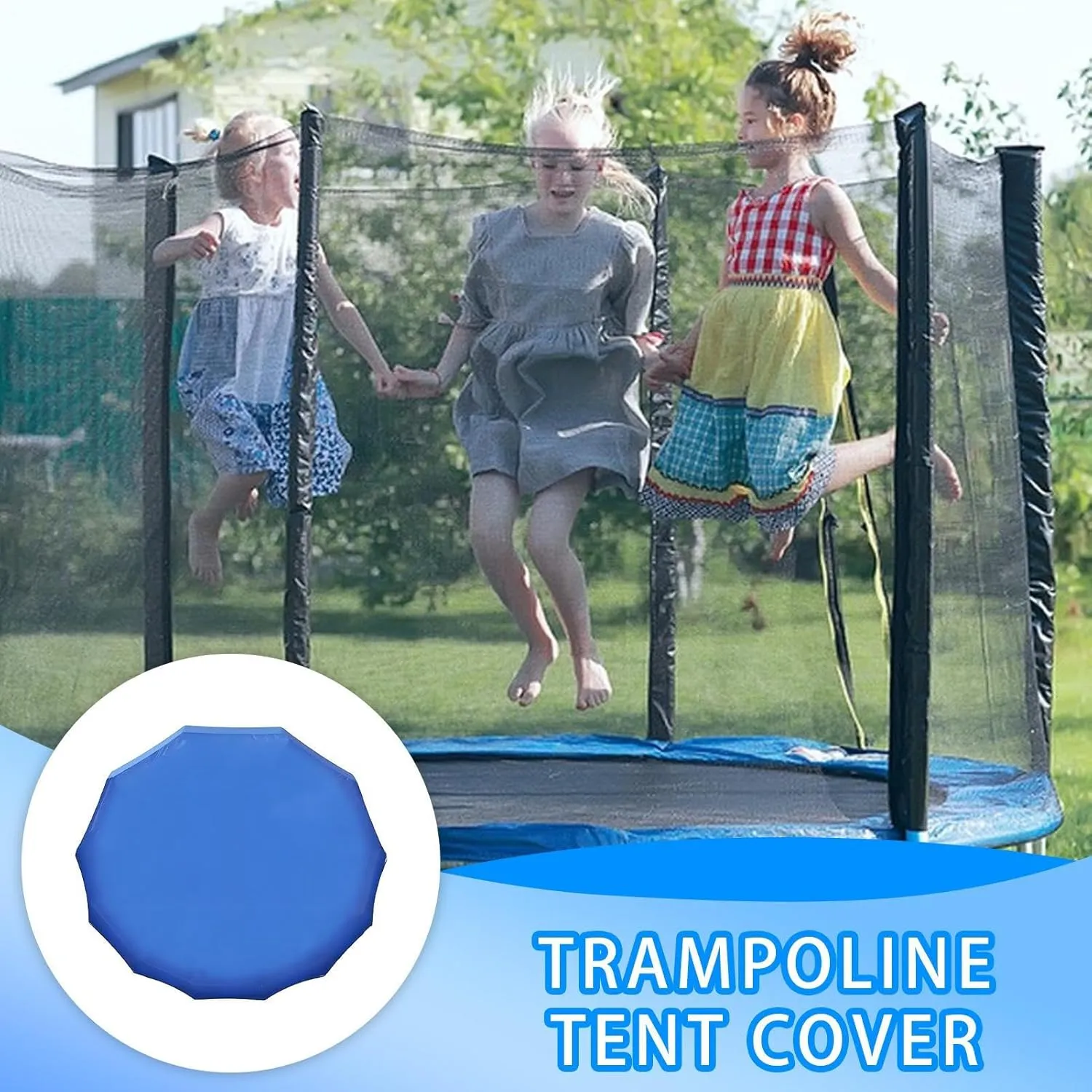 Outdoor Trampoline Enclosure - Tent Roof, Garden Shade | Windproof Covering, Heavy Canopy Used During Kids' Backyard Playdates, Rainy Afternoon Activities, And Cold Season Jumping Session Across