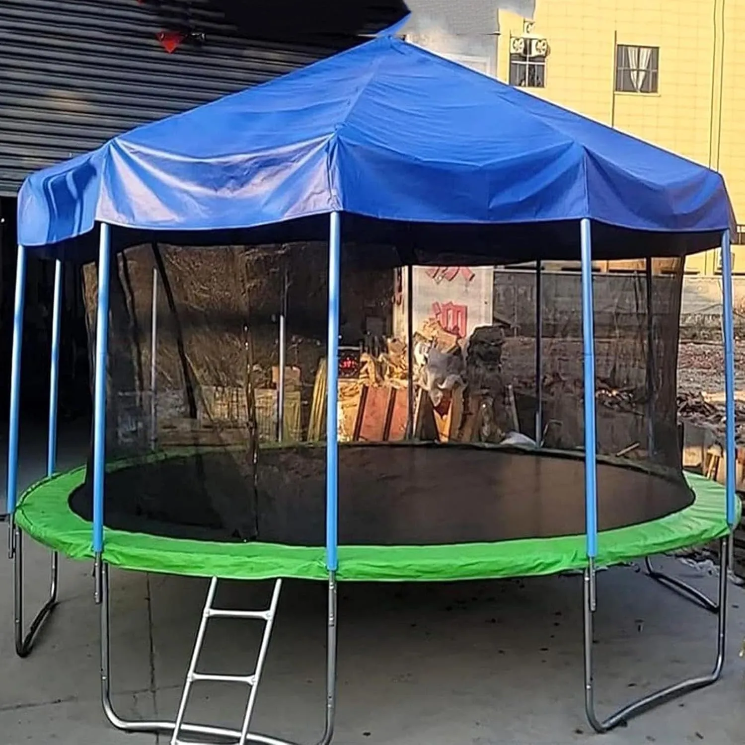 Outdoor Trampoline Enclosure - Tent Roof, Garden Shade | Windproof Covering, Heavy Canopy Used During Kids' Backyard Playdates, Rainy Afternoon Activities, And Cold Season Jumping Session Across