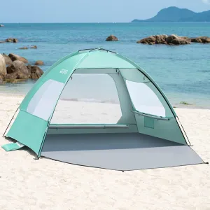 OutdoorMaster Beach Tent for 3/4 Person - Easy Setup Sun Shade Shelter, Portable Beach Shade Sun Canopy with UPF 50  UV Protection, Removable Skylight Family Size
