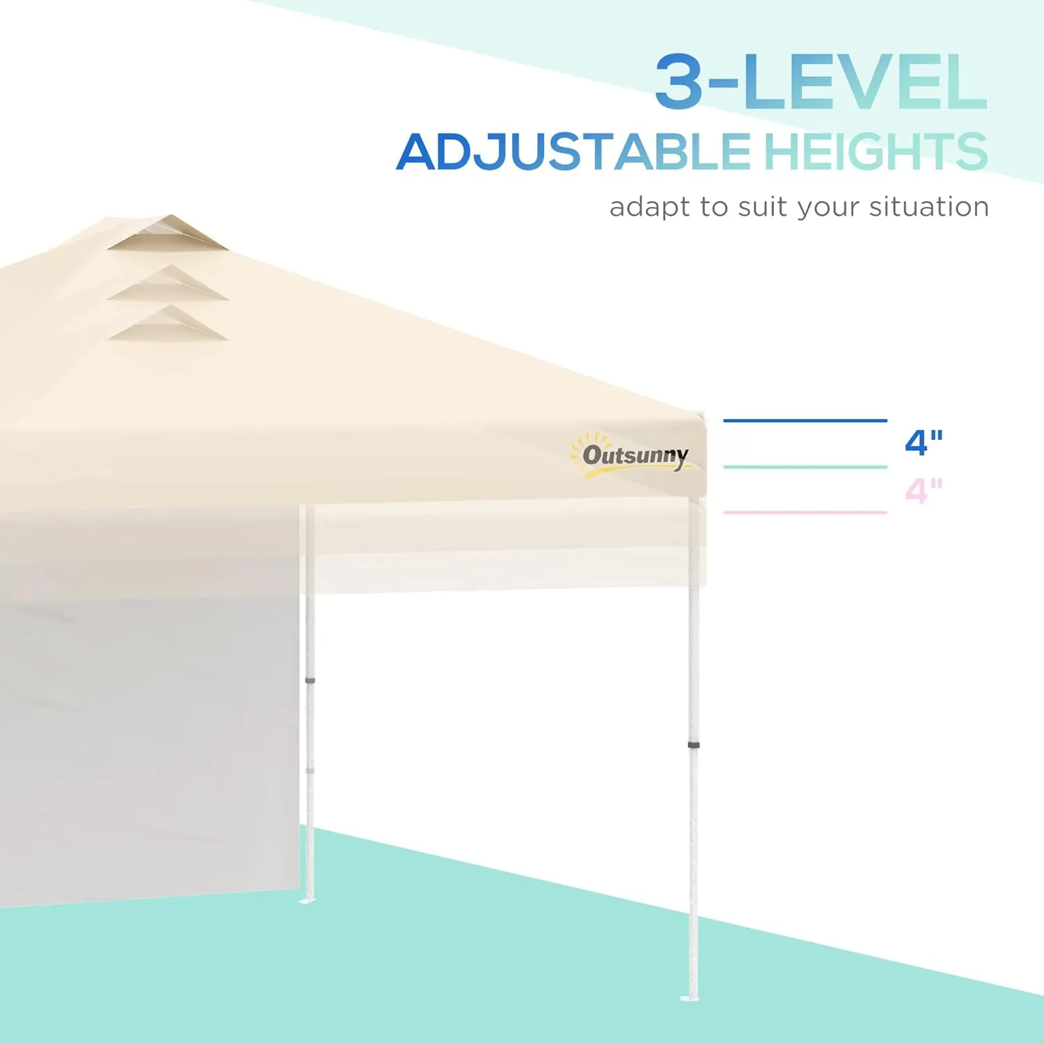 Outsunny 10' x 10' Pop-Up Canopy Tent with 1 Removable Sidewall, Commercial Instant Sun Shelter, Tents for Parties with Wheeled Carry Bag for Outdoor, Garden, Patio, Beige