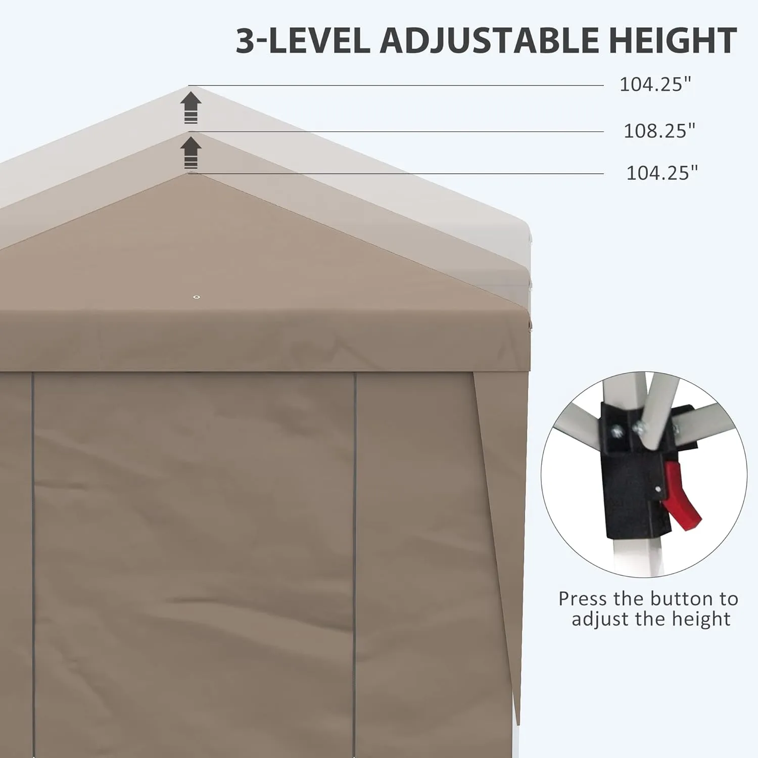 Outsunny 10' x 19.5' Pop Up Canopy Tent with Sidewalls, UPF 30  Height Adjustable Large Party Tent Event Shelter with Leg Weight Bags and Wheeled Carry Bag for Garden, Patio, Brown