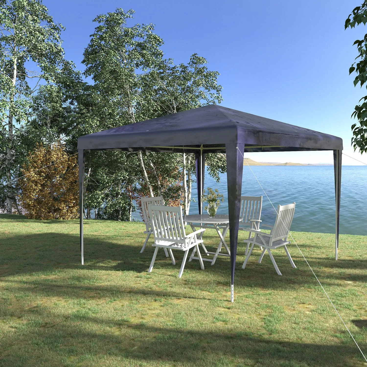 Outsunny 10x10ft Party Tent Portable Gazebo, Folding Garden Canopy Event Shelter Outdoor Sunshade Da|Outsunny 10x10pi Tente De Fete Portable Gazebo, Auvent De Jardin Pliant Abri D'evenement Parasol D'e