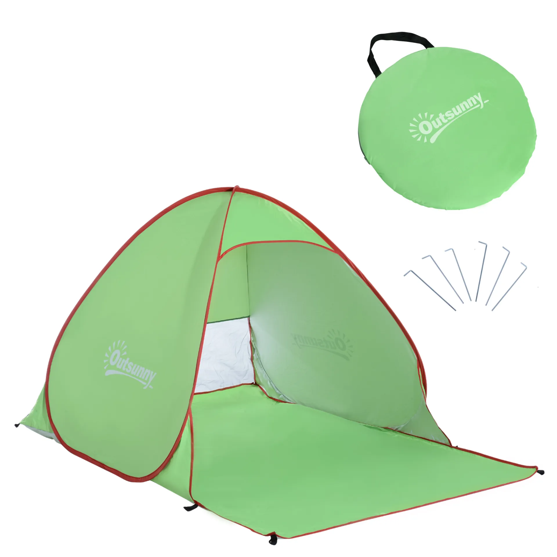 Outsunny 2-3 Person Pop up Tent Beach Tent Hiking UV 30  Protection Patio Sun Shelter (Green)