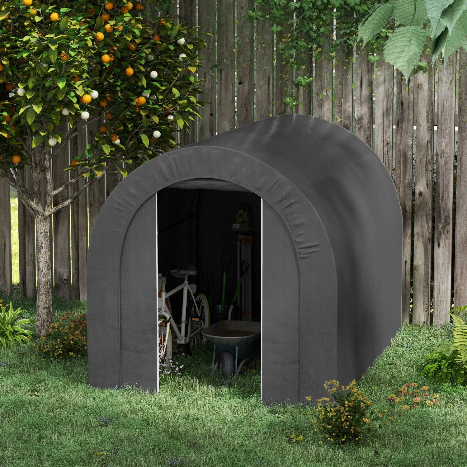 Outsunny 6' X 8' Outdoor Storage Shed, Galvanised Steel Portable Bike Shed