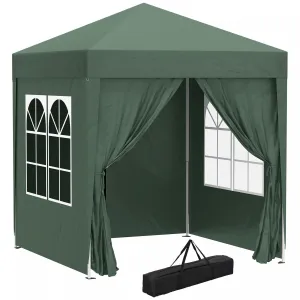 Outsunny 6.6'x6.6' Pop Up Gazebo Canopy Tent With Sidewalls, Instant Sun Shelter, With Carry Bag, Fo|Outsunny 6.6' X 6.6' Tente De Fete Tente D'exterieur Pliante Gazebo Avec Parois Laterales Vert