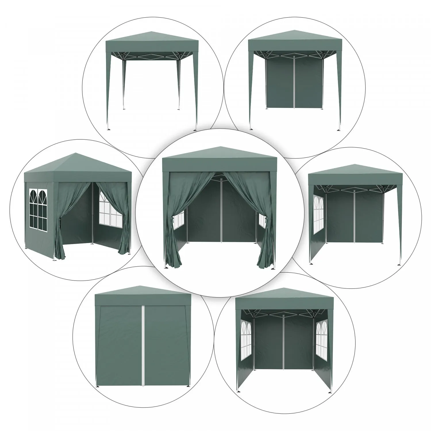 Outsunny 6.6'x6.6' Pop Up Gazebo Canopy Tent With Sidewalls, Instant Sun Shelter, With Carry Bag, Fo|Outsunny 6.6' X 6.6' Tente De Fete Tente D'exterieur Pliante Gazebo Avec Parois Laterales Vert