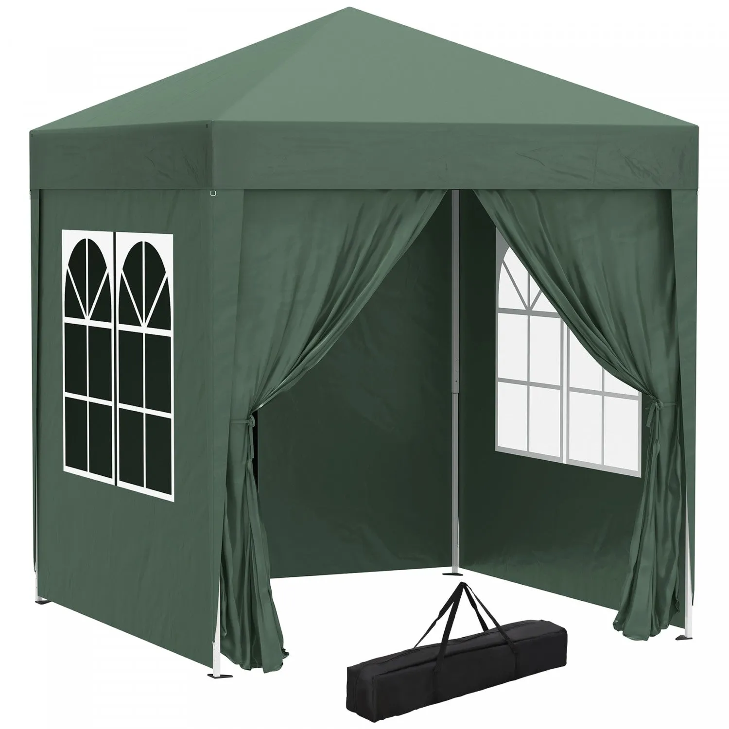 Outsunny 6.6'x6.6' Pop Up Gazebo Canopy Tent With Sidewalls, Instant Sun Shelter, With Carry Bag, Fo|Outsunny 6.6' X 6.6' Tente De Fete Tente D'exterieur Pliante Gazebo Avec Parois Laterales Vert