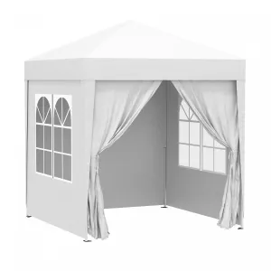 Outsunny 6.6'x6.6' Pop Up Gazebo Canopy Tent With Sidewalls, Instant Sun Shelter, With Carry Bag, Fo|Outsunny 6.6x6.6ft Tente De Fete Escamotable Pour L'exterieur Avec Parois Laterales Blanc