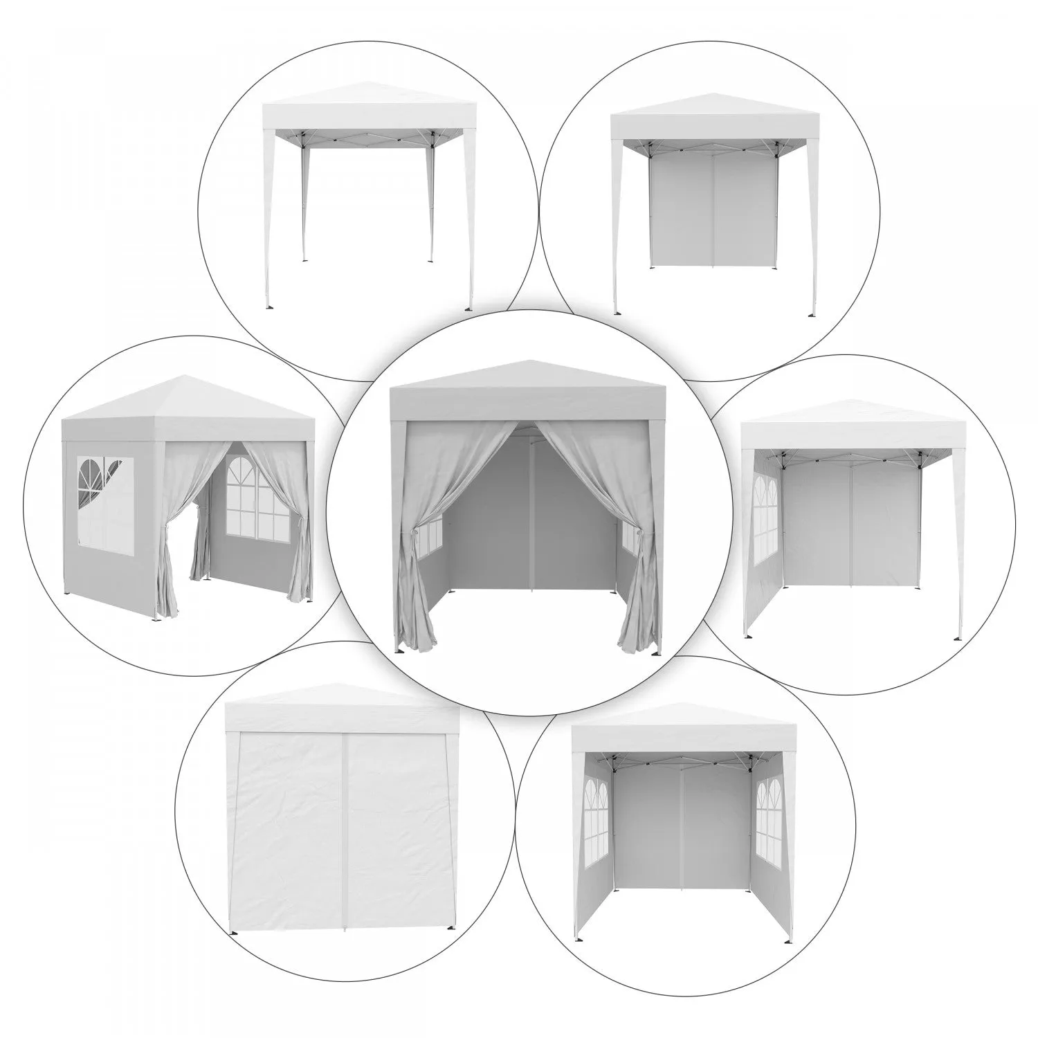 Outsunny 6.6'x6.6' Pop Up Gazebo Canopy Tent With Sidewalls, Instant Sun Shelter, With Carry Bag, Fo|Outsunny 6.6x6.6ft Tente De Fete Escamotable Pour L'exterieur Avec Parois Laterales Blanc