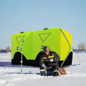 Outsunny 8-Person Insulated Ice Fishing Tent Shelter with Ventilation Windows and Carry Bag, for -22℉, Green