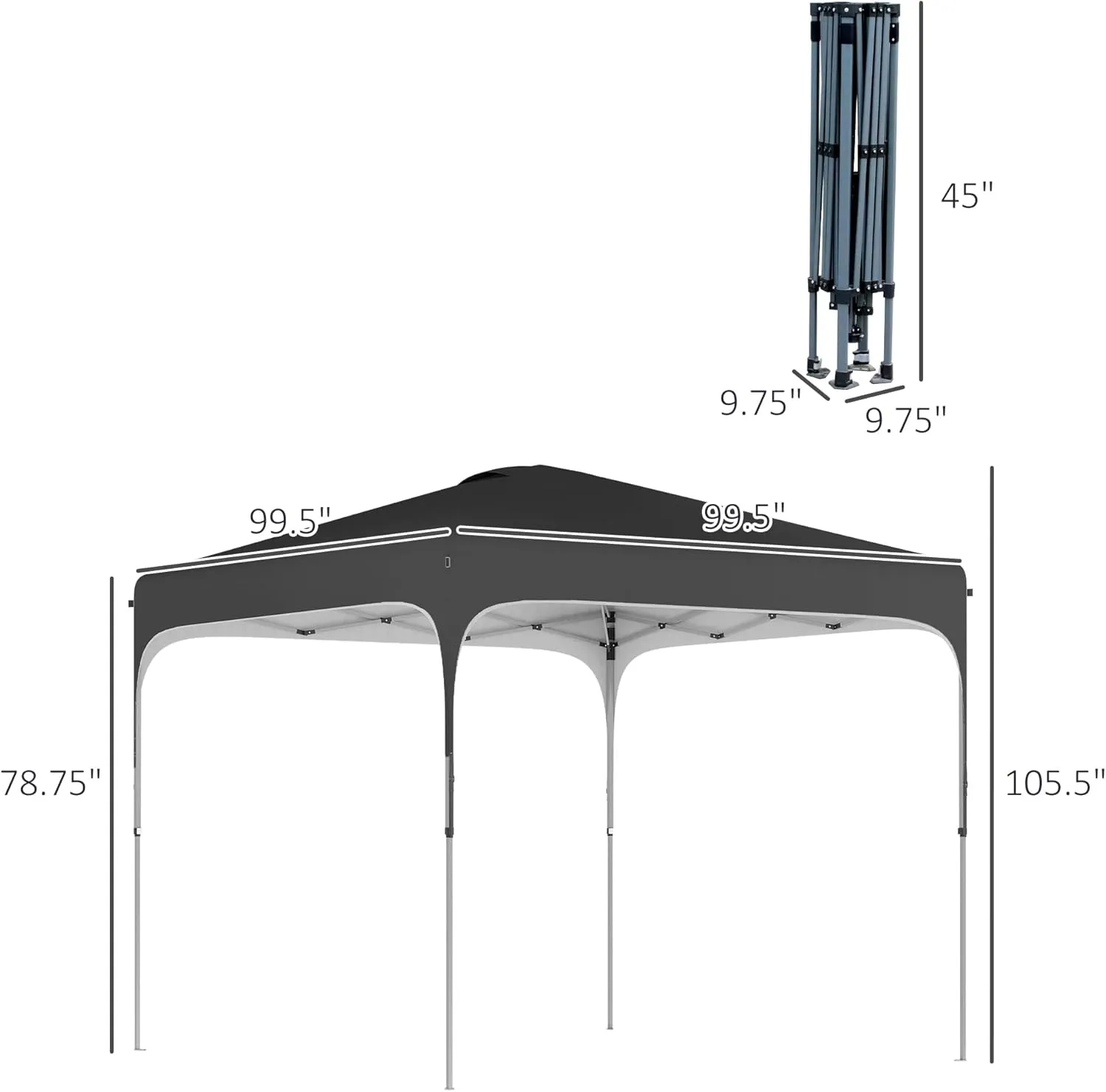 Outsunny 8' x 8' Pop Up Canopy Tent with Wheeled Carry Bag and 4 Sand Bags, Instant Sun Shelter, Tents for Parties, Height Adjustable, for Outdoor, Garden, Patio, Black