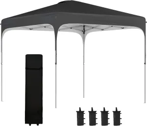 Outsunny 8' x 8' Pop Up Canopy Tent with Wheeled Carry Bag and 4 Sand Bags, Instant Sun Shelter, Tents for Parties, Height Adjustable, for Outdoor, Garden, Patio, Black