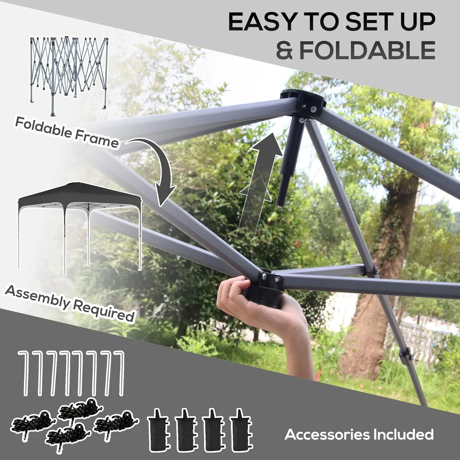 Outsunny 8' x 8' Pop Up Canopy Tent with Wheeled Carry Bag and 4 Sand Bags, Instant Sun Shelter, Tents for Parties, Height Adjustable, for Outdoor, Garden, Patio, Black