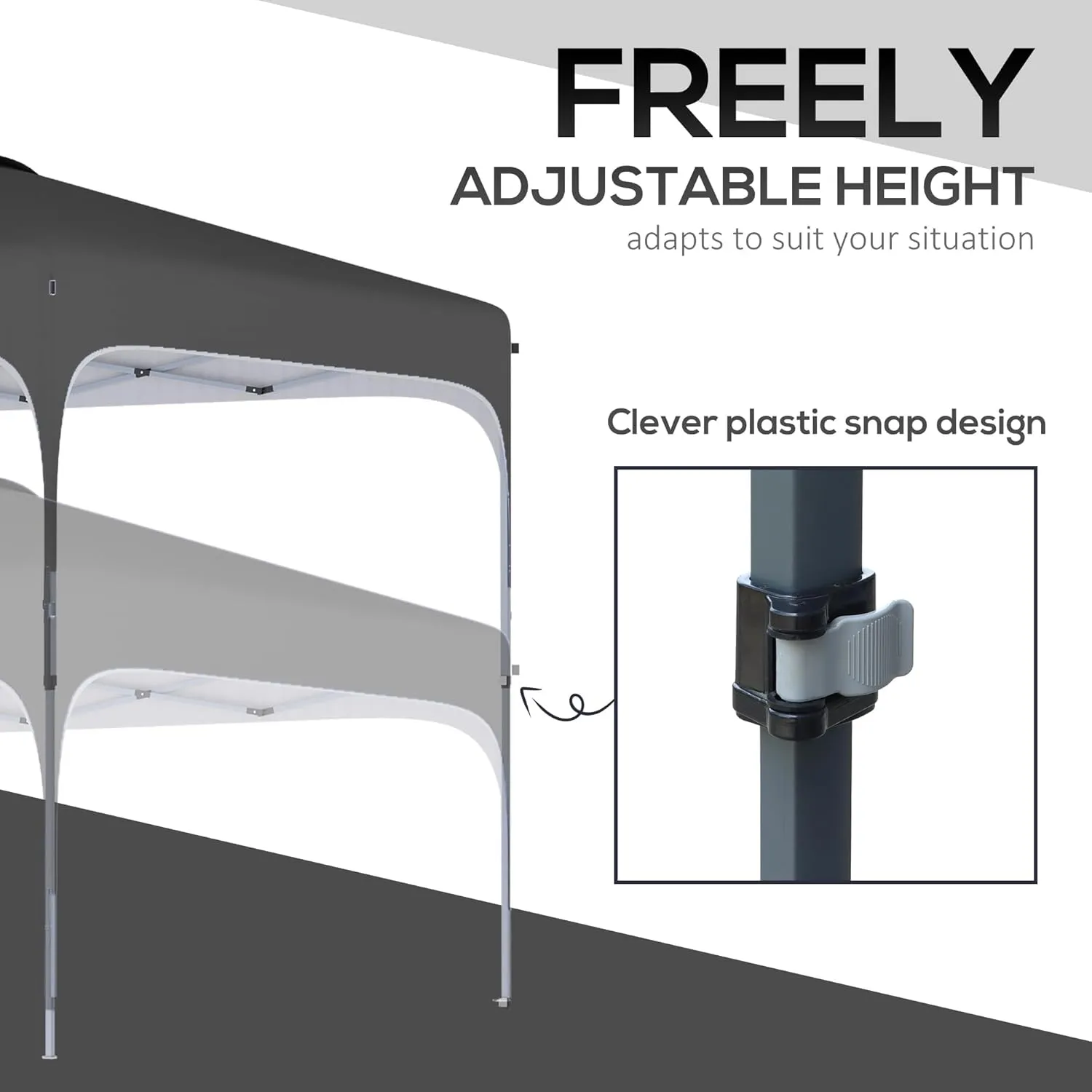 Outsunny 8' x 8' Pop Up Canopy Tent with Wheeled Carry Bag and 4 Sand Bags, Instant Sun Shelter, Tents for Parties, Height Adjustable, for Outdoor, Garden, Patio, Black