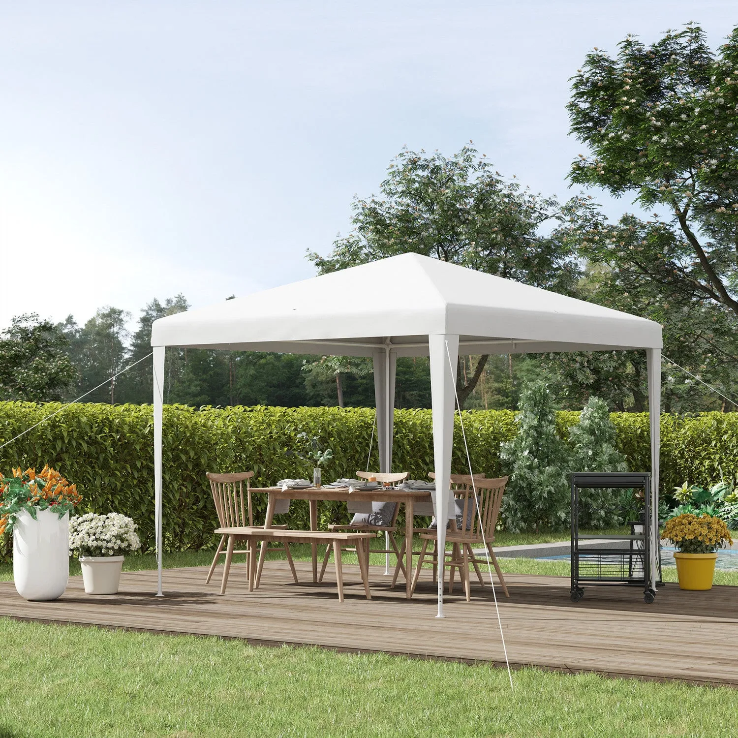 Outsunny 9' X 9' Party Tent Portable Gazebo Canopy For Weddings Parties Outdoor Sunshade With Dresse|Outsunny Tonnelle De Tente De Fete Portable 9' X 9' Avec Pieds, Blanc