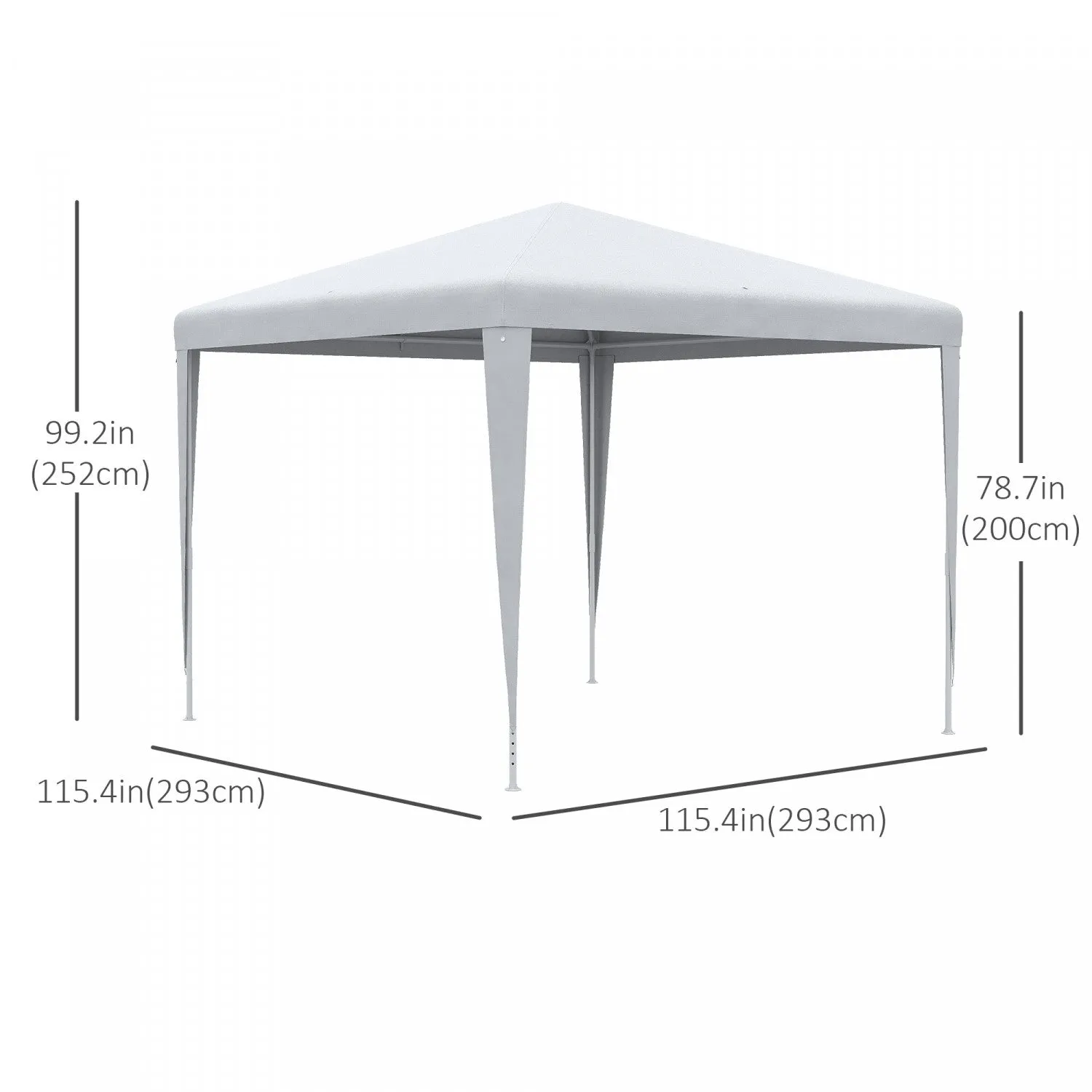 Outsunny 9' X 9' Party Tent Portable Gazebo Canopy For Weddings Parties Outdoor Sunshade With Dresse|Outsunny Tonnelle De Tente De Fete Portable 9' X 9' Avec Pieds, Blanc