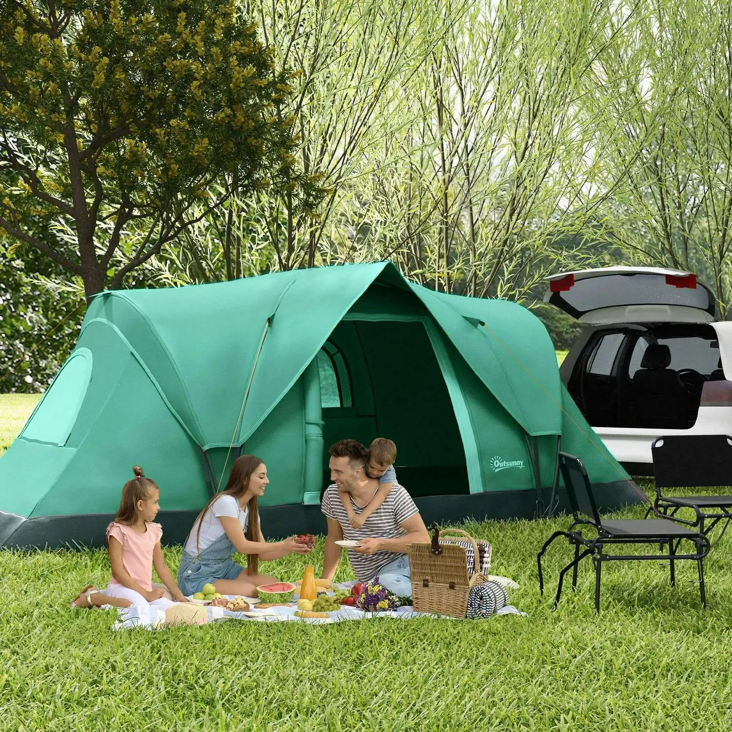 Outsunny Dome Resistant 5-6 UV Spring deal Green Camping Protection - Hiking Tent VIP-only deal Tunnel Man 3000mm Water Shelter Dark