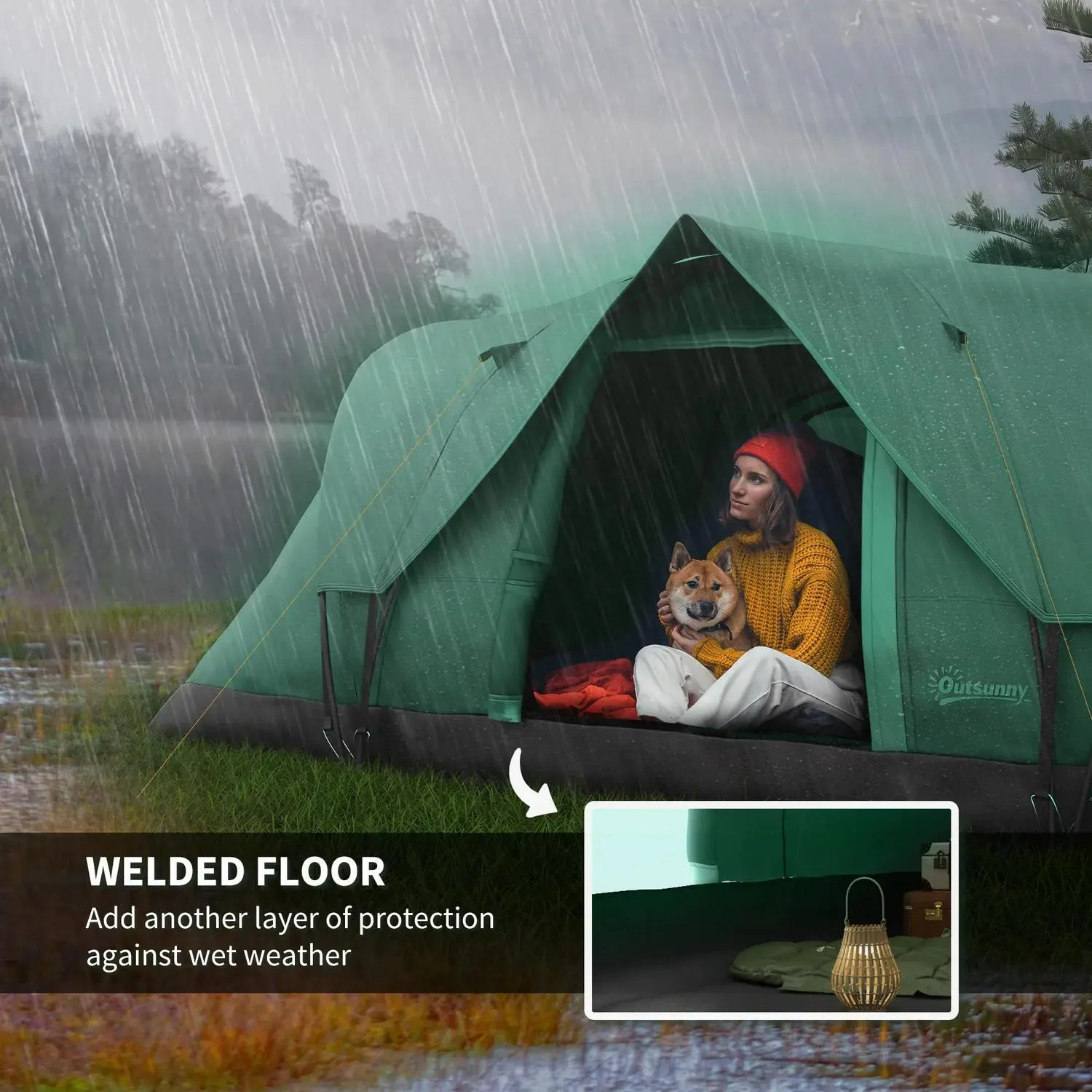 Outsunny Dome Resistant 5-6 UV Spring deal Green Camping Protection - Hiking Tent VIP-only deal Tunnel Man 3000mm Water Shelter Dark