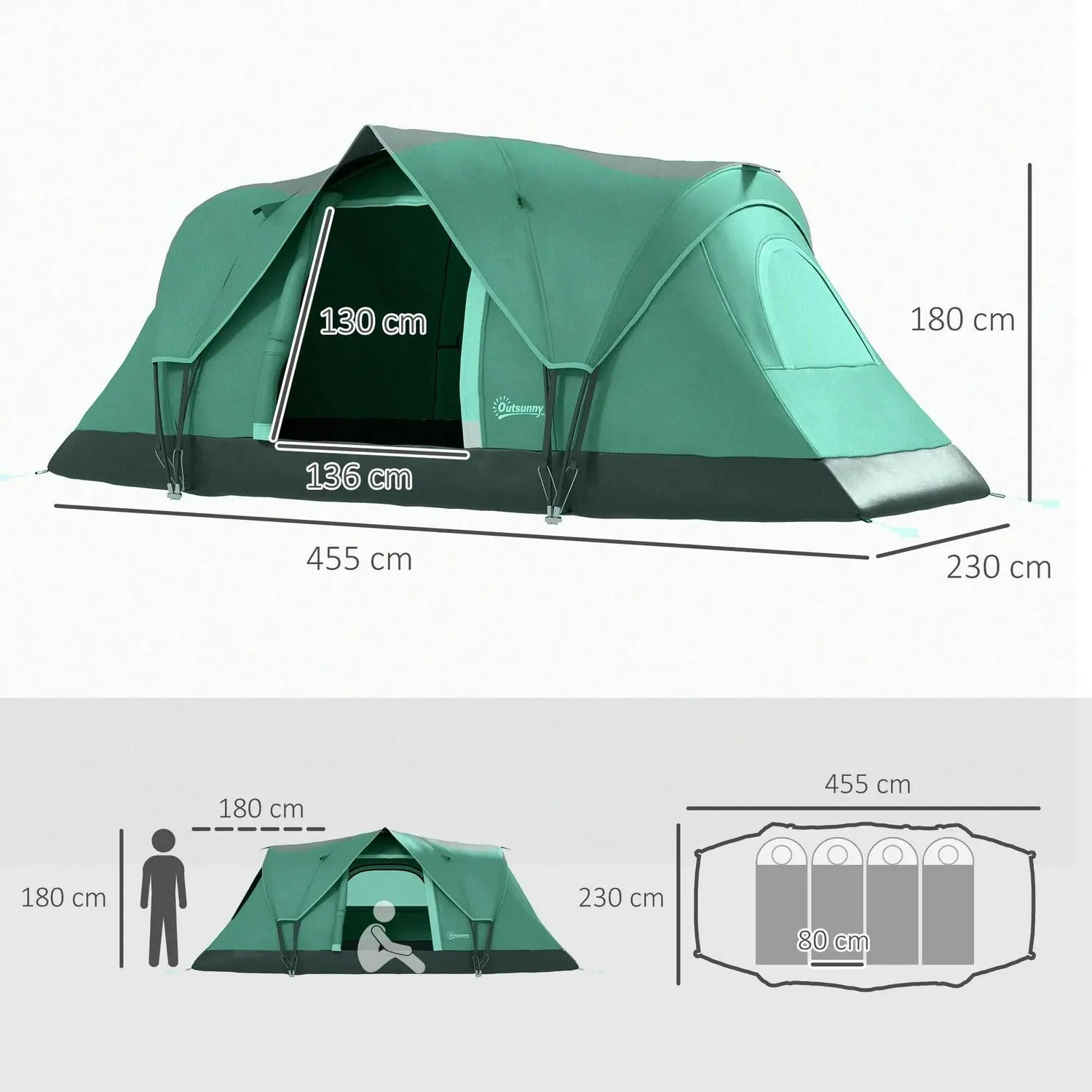 Outsunny Dome Resistant 5-6 UV Spring deal Green Camping Protection - Hiking Tent VIP-only deal Tunnel Man 3000mm Water Shelter Dark