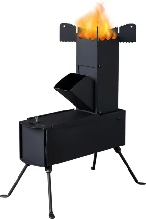 Outvita Camping Rocket Stove for Outdoor Cooking, Portable & Foldable Wood Burning Stove with Fire Pocker Emergency Equipment Stove for Camping, Hunting, Fishing