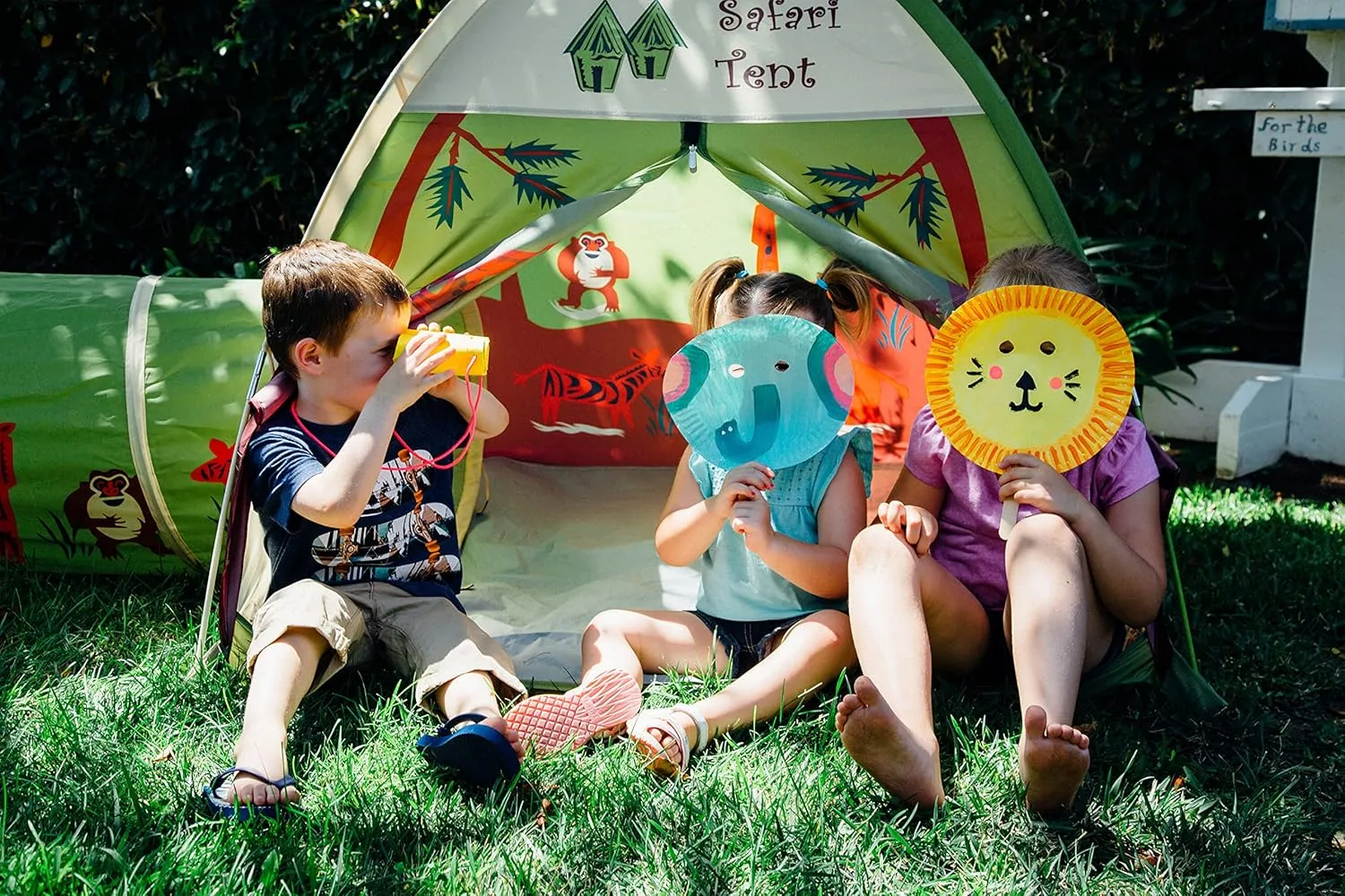 Pacific Play Tents 20435 Kids Safari Fun Dome Tent Crawl Tunnel Combo Indoor / Outdoor Fun,Multicolor