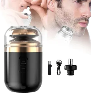 Palyrian Shaver, Palyrian Mini Portable Electric Shaver, 2-in-1 Capsule Shaver, Portable Multifunctional Capsule Shaver, Mini Electric Shaver Portable Men Travel Razor Waterproof (Black)