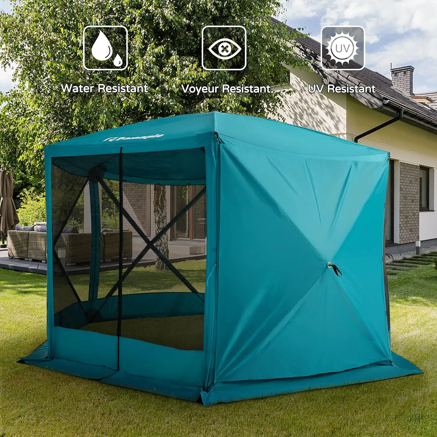 PAMAPIC Wind Screen Panel, Weatherproof, UV Proof and Waterproof Screen Tent Wind Panels (3 Pack)-Green