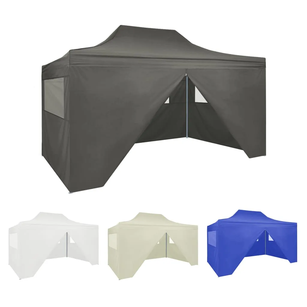 Party Tent Outdoor Canopy Folding Patio Gazebo with 4 Sidewalls Steel