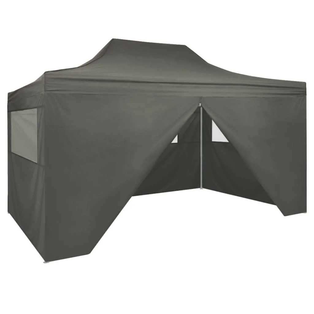 Party Tent Outdoor Canopy Folding Patio Gazebo with 4 Sidewalls Steel