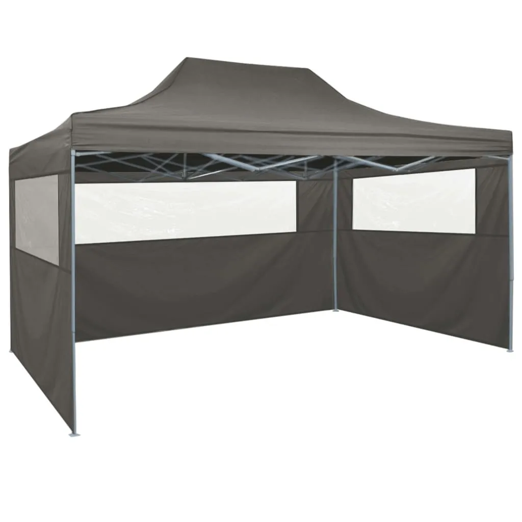 Party Tent Outdoor Canopy Folding Patio Gazebo with 4 Sidewalls Steel