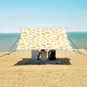 Pasta Macaroni Beach Canopy Tent Anti-UV & Wind Resistant, Camping Sun Shelter Easy Setup Portable,Outdoor Shade Tents with Sandbags,Sand Shovels,Ground Pegs & Stability Poles