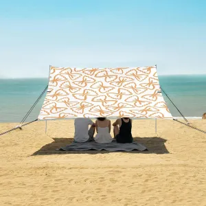 Pasta Pattern Beach Canopy Tent Anti-UV & Wind Resistant, Camping Sun Shelter Easy Setup Portable,Outdoor Shade Tents with Sandbags,Sand Shovels,Ground Pegs & Stability Poles